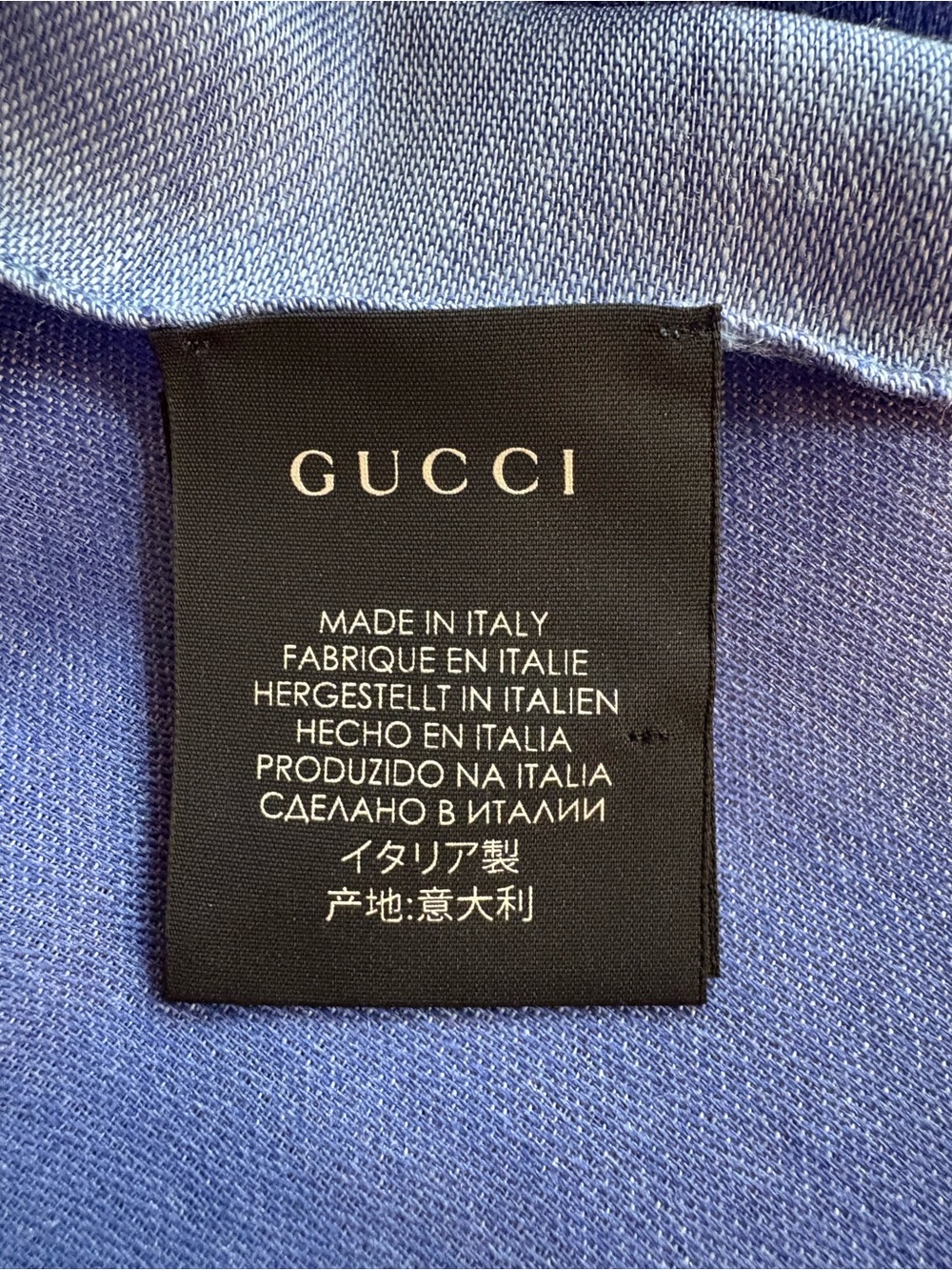 Gucci Light and Deep Blue GG Monogram Silk-Blend Shawl - Picture 3 of 6